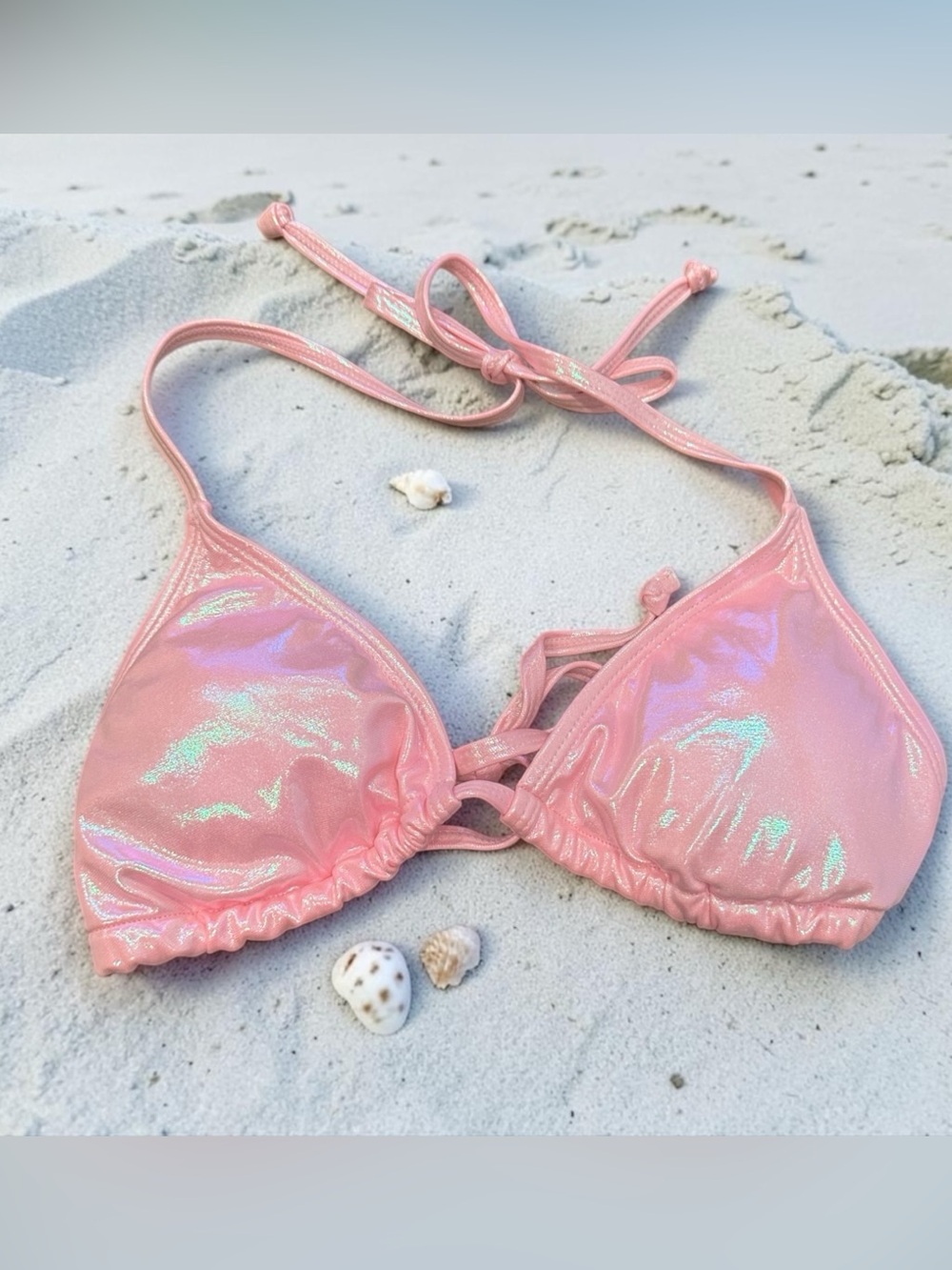 NWT Metallic Pink Bikini Top